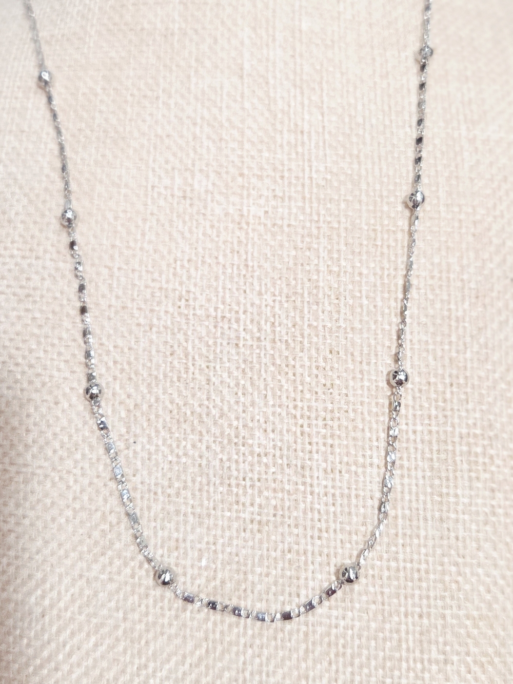 Delicate Silver Bead Station Necklace - Women Jewelry